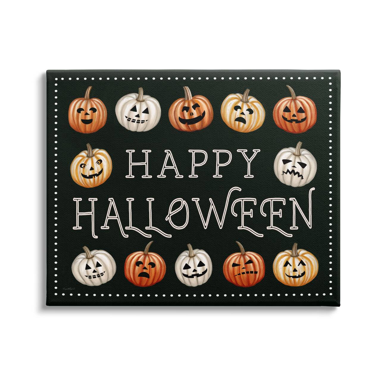 Stupell Industries Happy Halloween Jack-o-Lanterns Canvas Wall Art